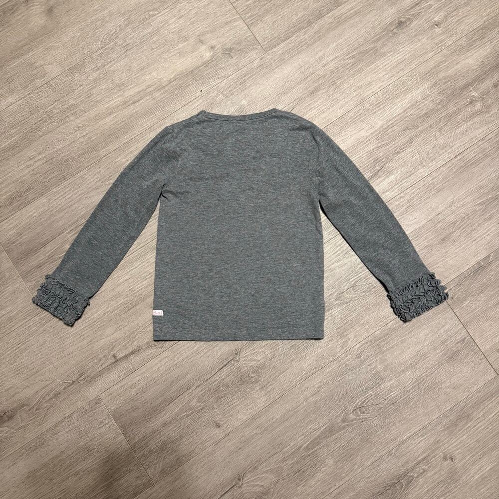 Ruffle Butts Girls Gray Long Sleeve Top Size 5 Ruffle Cuff Tee Shirt - Picture 8 of 8